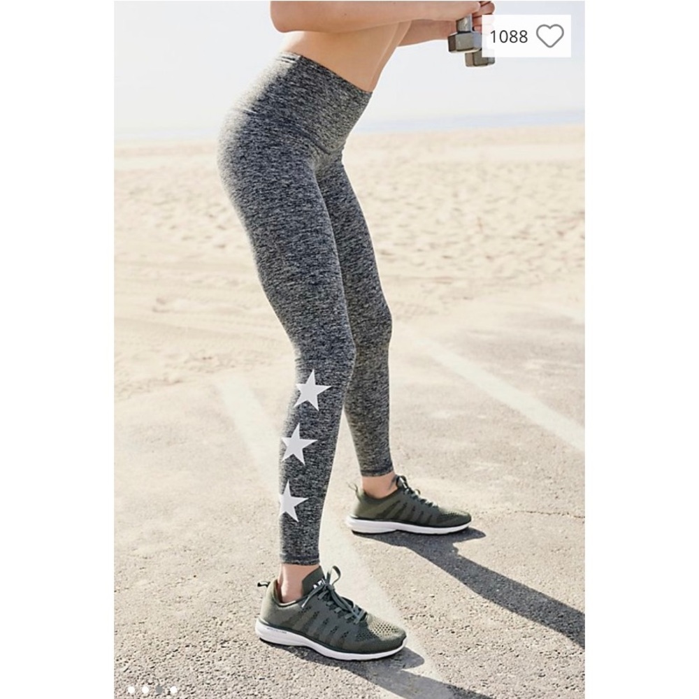 Strut This x Free People High Rise Teagan Star Ankle Legging NWT Gray White XS